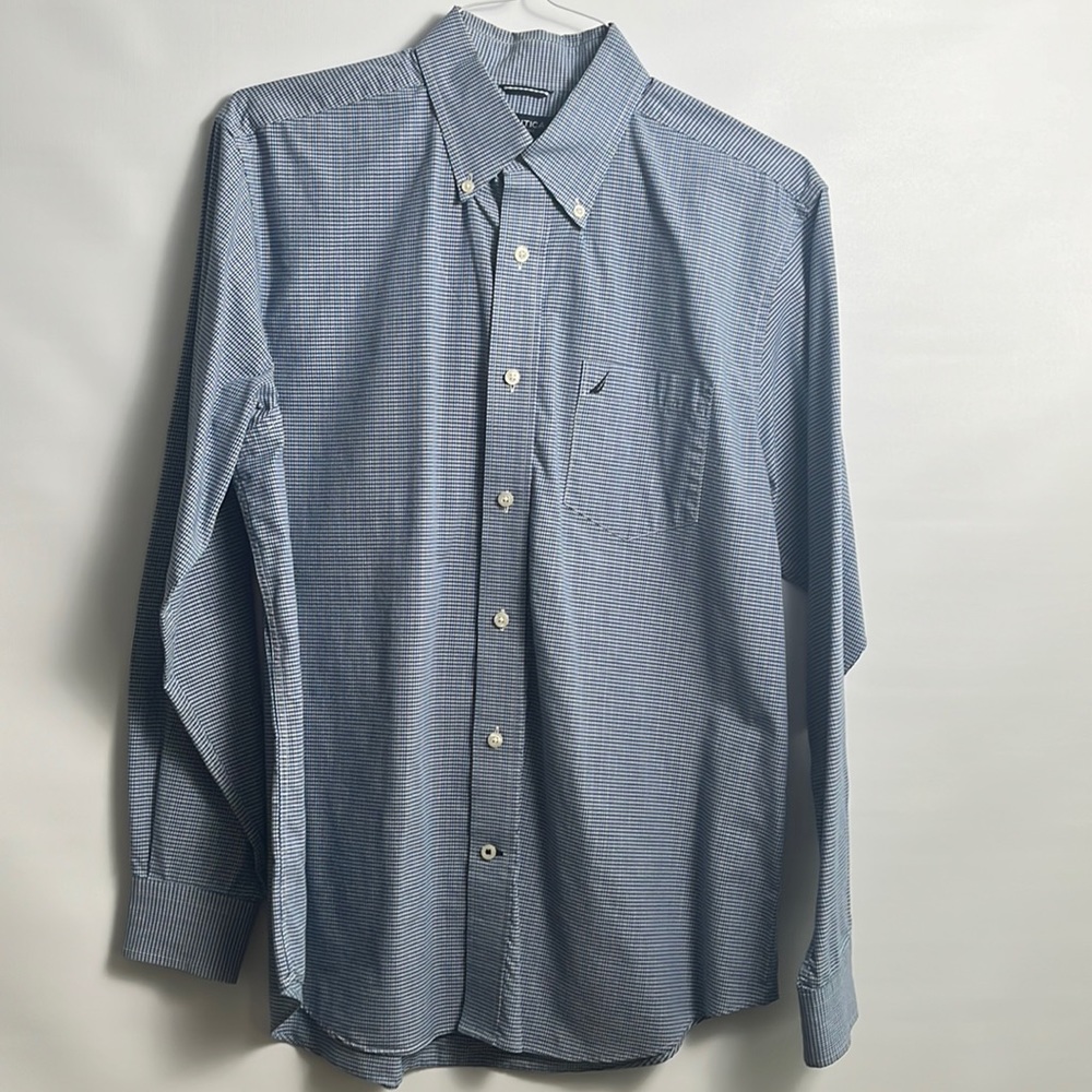 Nautica plaid blue dress shirt for men